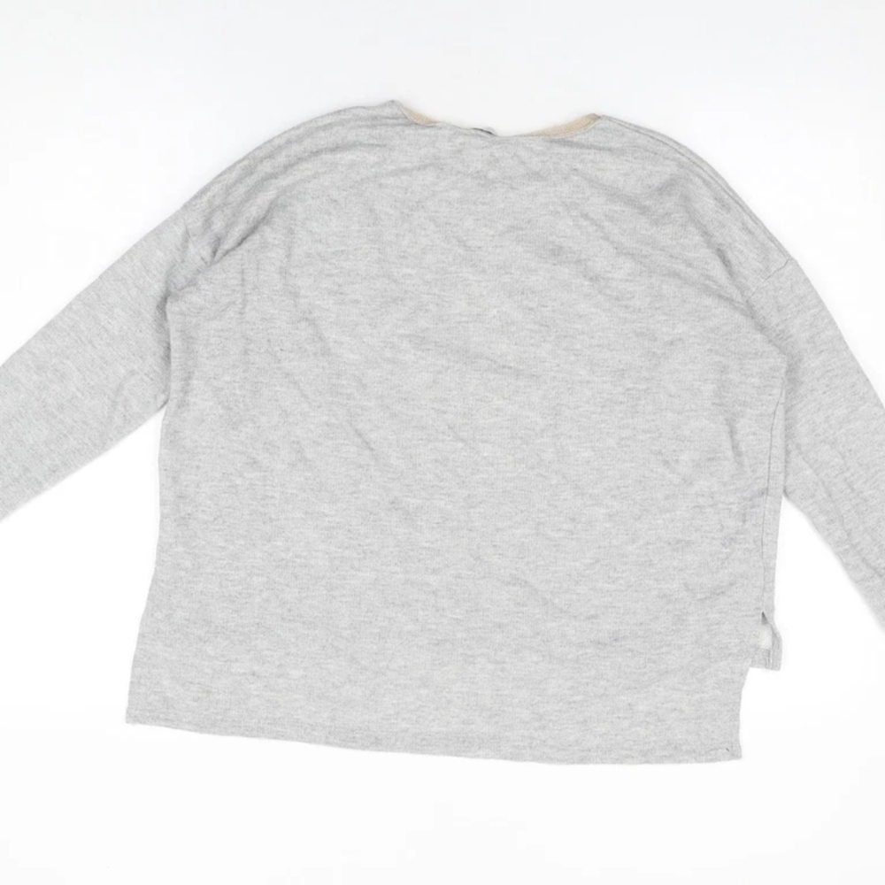 Zara Gray Top with Gold Trim Size Medium - Picture 2 of 7